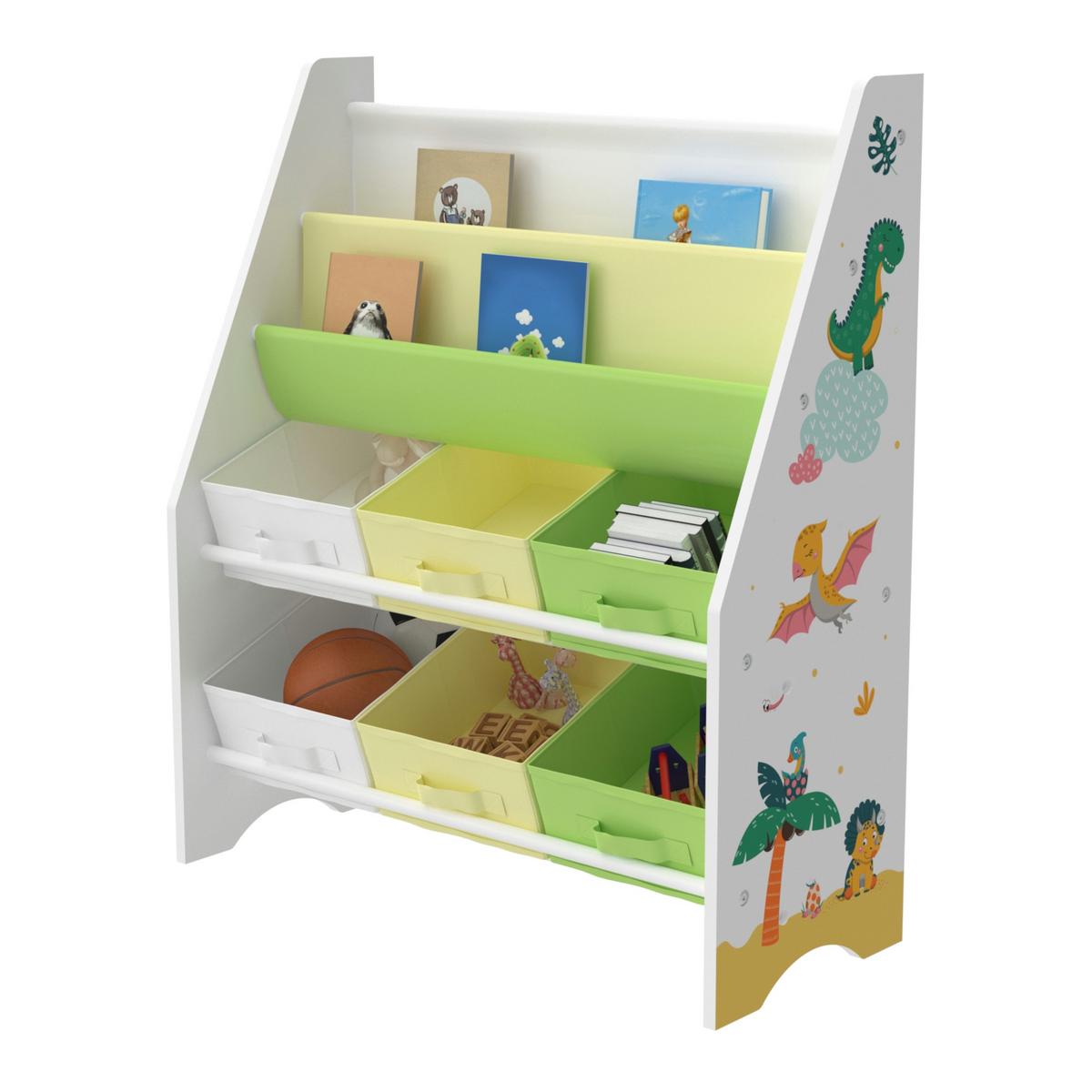 KINDERREGAL Ponteceso - Gelb/Weiß, Holzwerkstoff/Textil (62/74/26.5cm) - [en.casa]