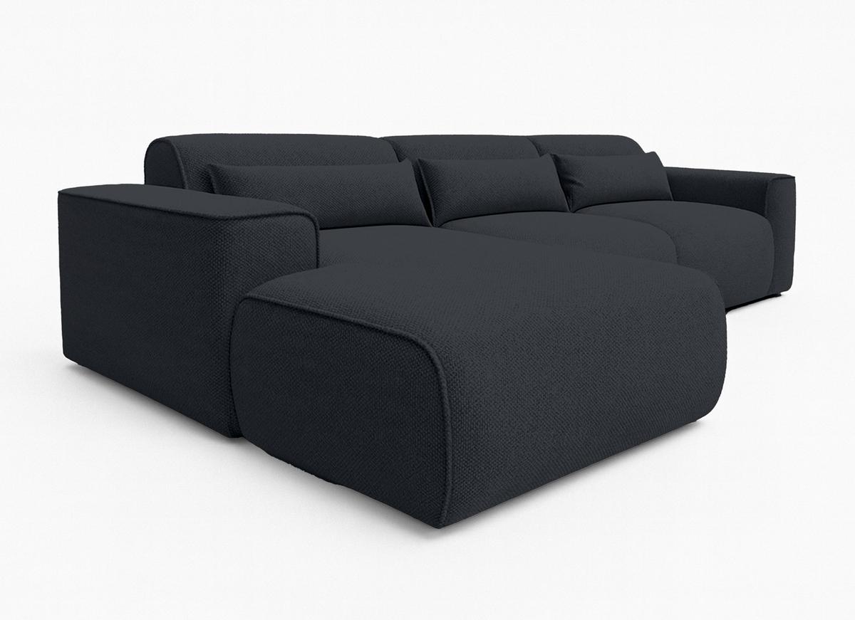 ECKSOFA L Form Ruyam Dunkelgrau 310/165/78 cm – Schlaffunktion Links - Schwarz, Kunststoff/Textil (170/310cm) - AX Living
