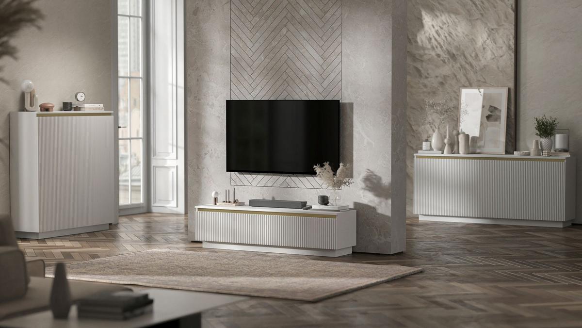 KOMMODE Selene 3D Weiß Matt Glamour 167 cm - Weiß, Holzwerkstoff (166.8/71.4/35cm) - Meble Lindner