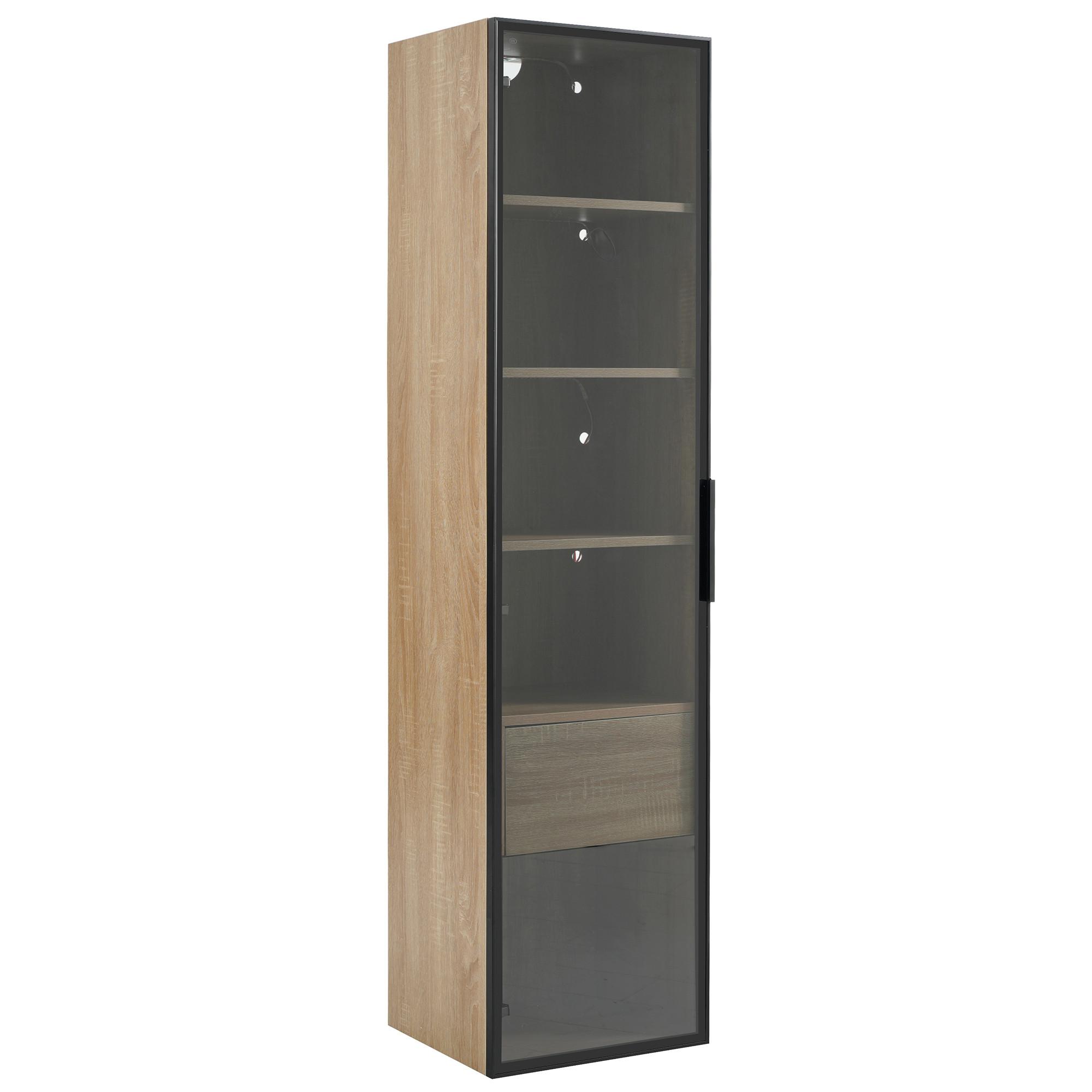 VITRINENSCHRANK in Holzoptik 40/34.5/165 cm - Braun, Glas/Holzwerkstoff (34/165/40cm) - Urban Meuble