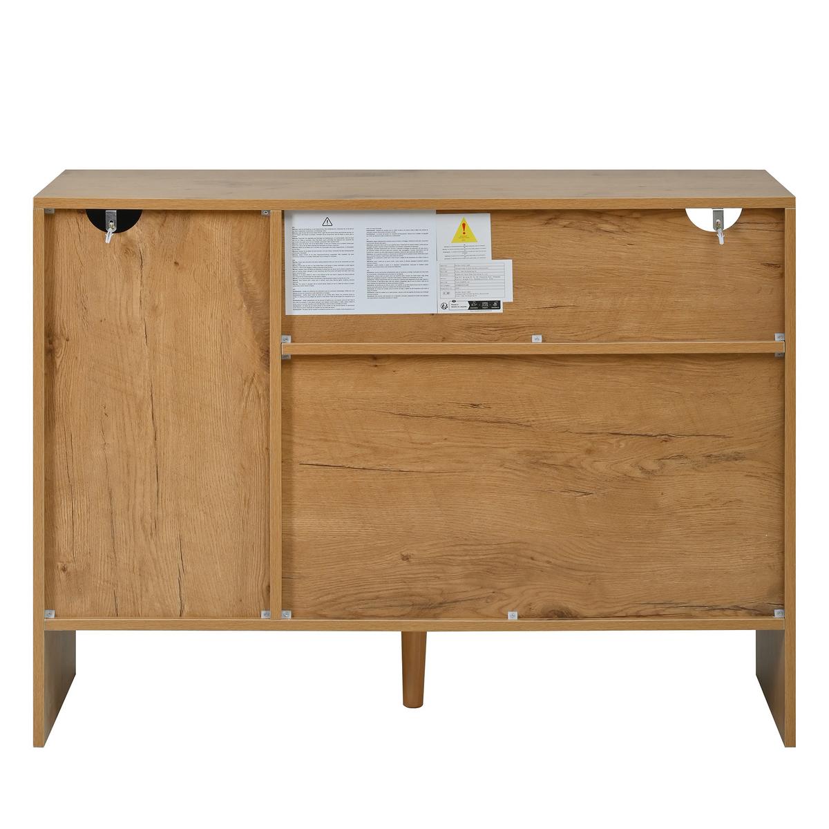 SIDEBOARD holzoptik & rattan mit 3 schubladen & 2 türen - Naturfarben, Holzwerkstoff (105/76/40cm) - Urban Meuble