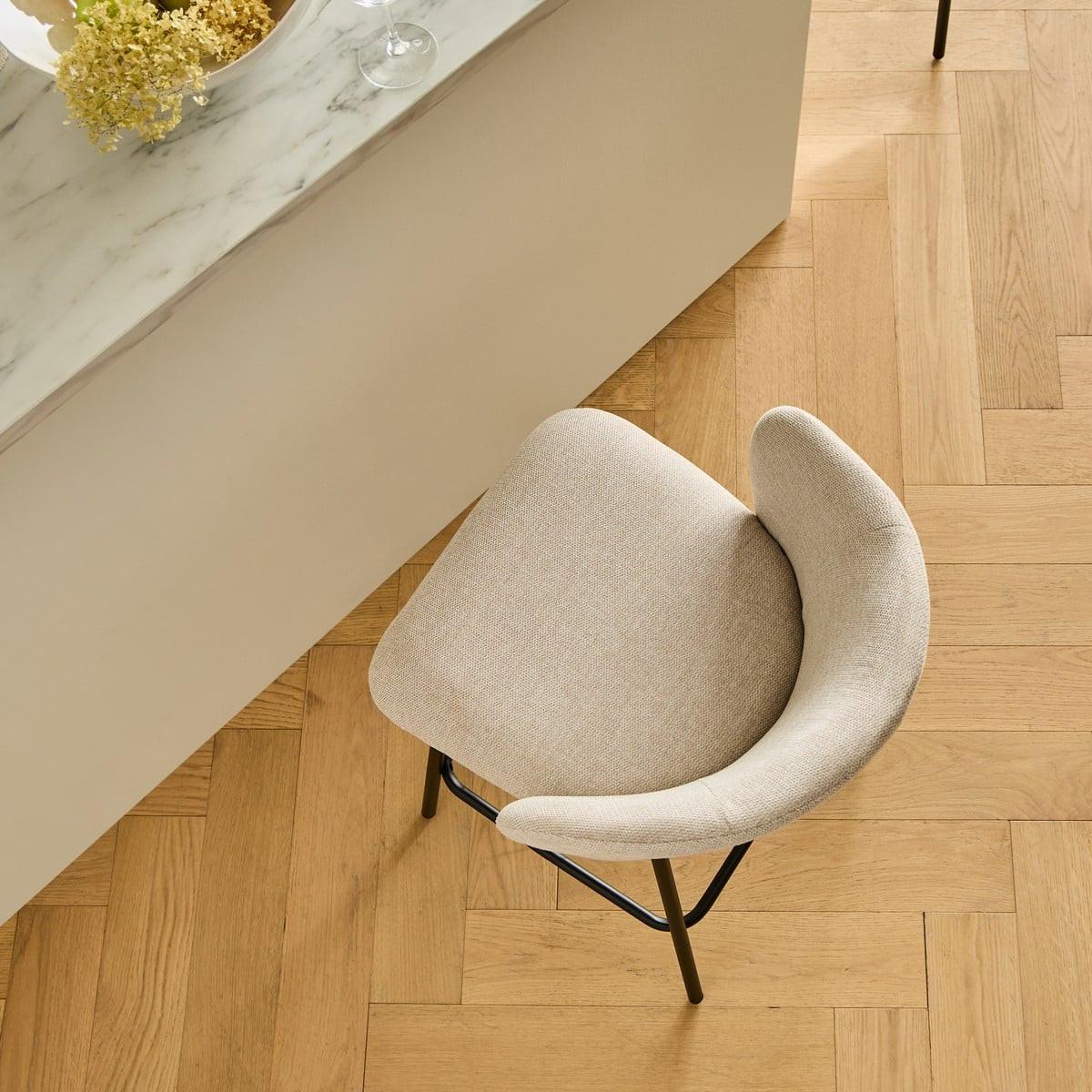 2ER-SET Hocker aus meliertem Stoff mit Metallbeinen Sorrel 53/50/89 cm - Beige, Holzwerkstoff (50/89/51cm) - Calicosy