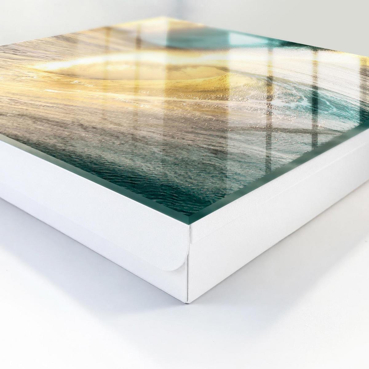 SCHLÜSSELBOX Weiß 30x30 cm – Türöffnung nach rechts - Meereswelle - Gelb, Metall (30/30/5cm) - TULUP