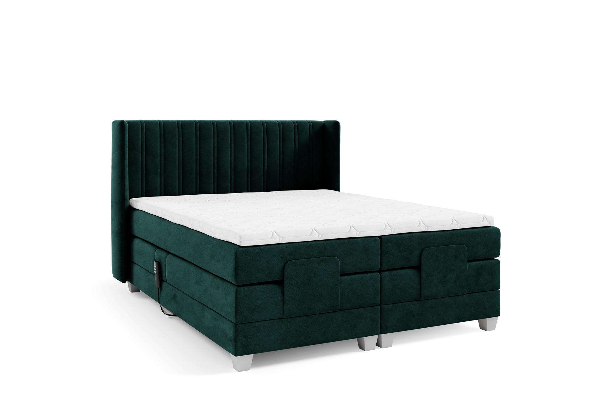 BOXSPRINGBETT Bett Elektrisch Magnus - Grün, Holzwerkstoff/Textil (120/200cm) - Fun Möbel