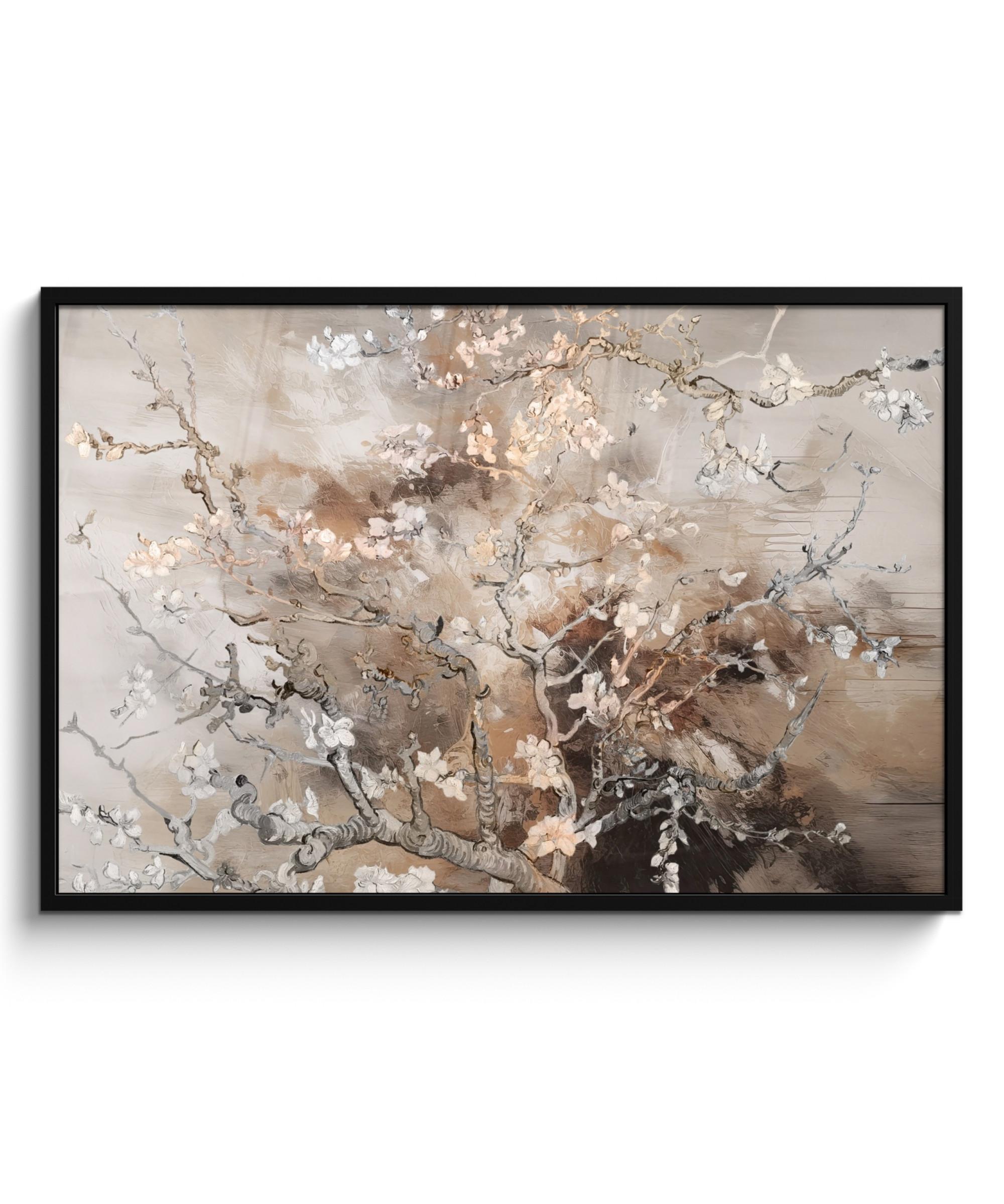 POSTER MIT RAHMENGERAHMTES BILD Mandelblüte - Kunst - Van Gogh - Beige - Abstrakt 120x80 cm - Braun, Papier (120/80cm) - MuchoWow