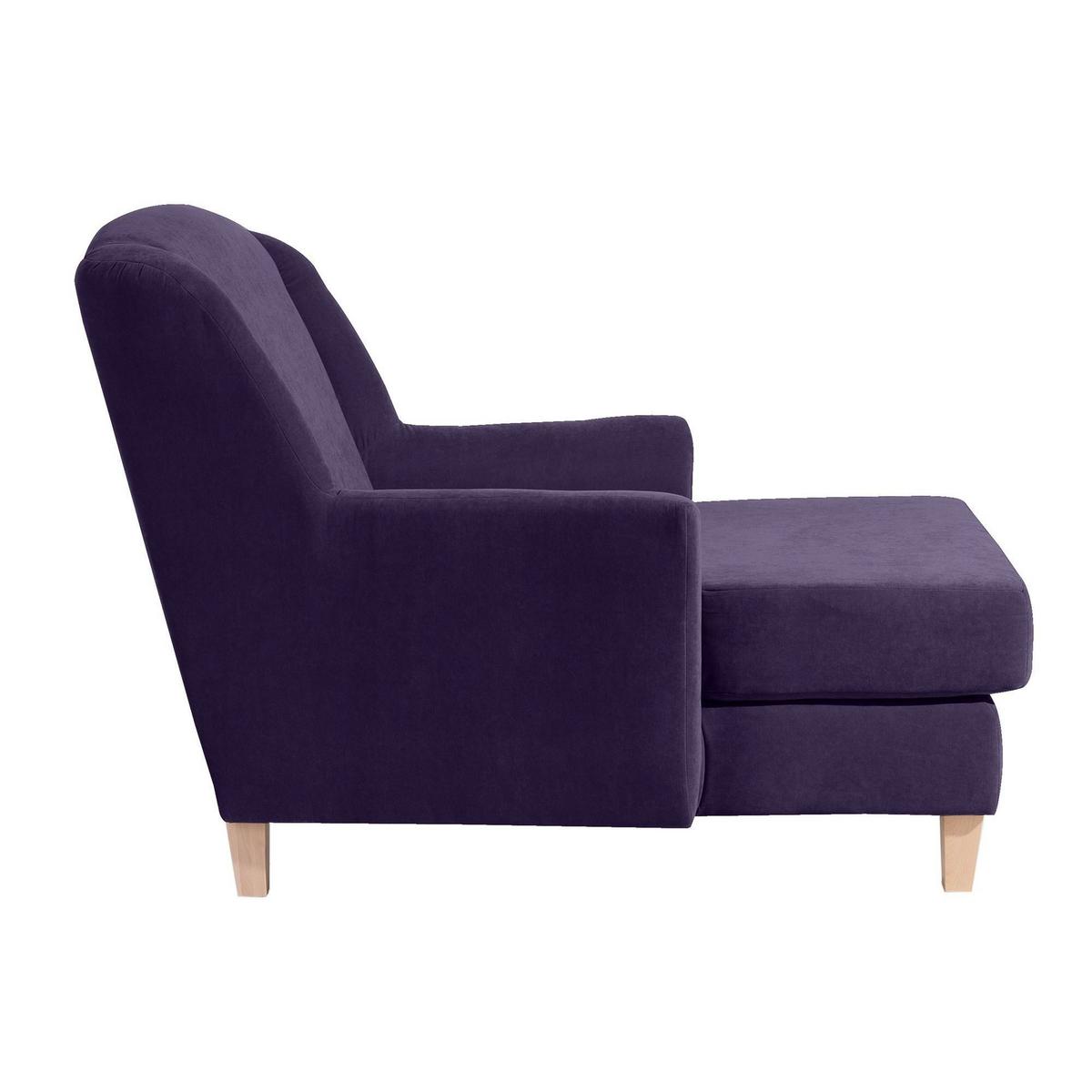 SESSEL XXL Karil Bezug Veloursstoff Buche natur / violett - Lila, Kunststoff (136/107/142cm) - 58aufmkessel