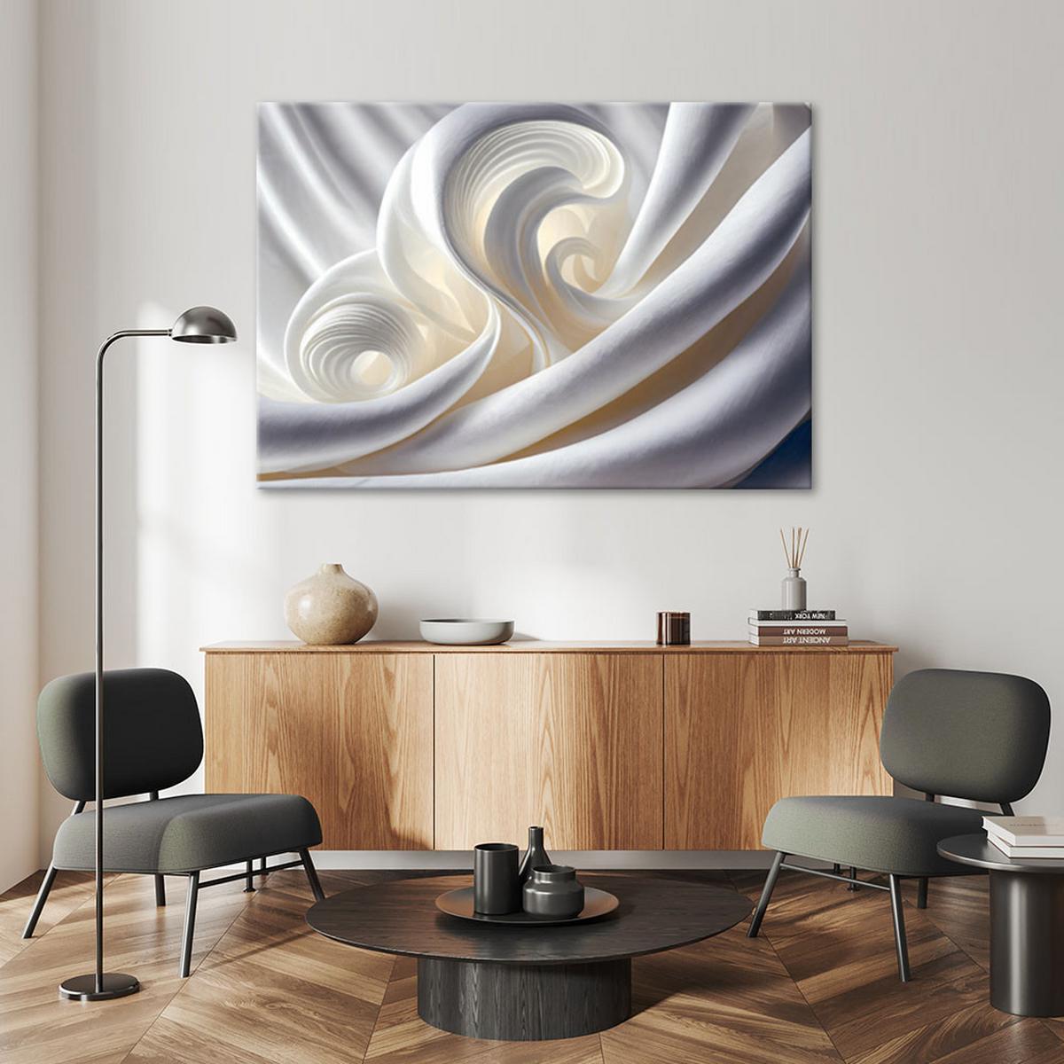 LEINWANDBILD Weiße 3D Abstraktion 60x40cm - Weiß, Textil (60/40cm) - Feeby