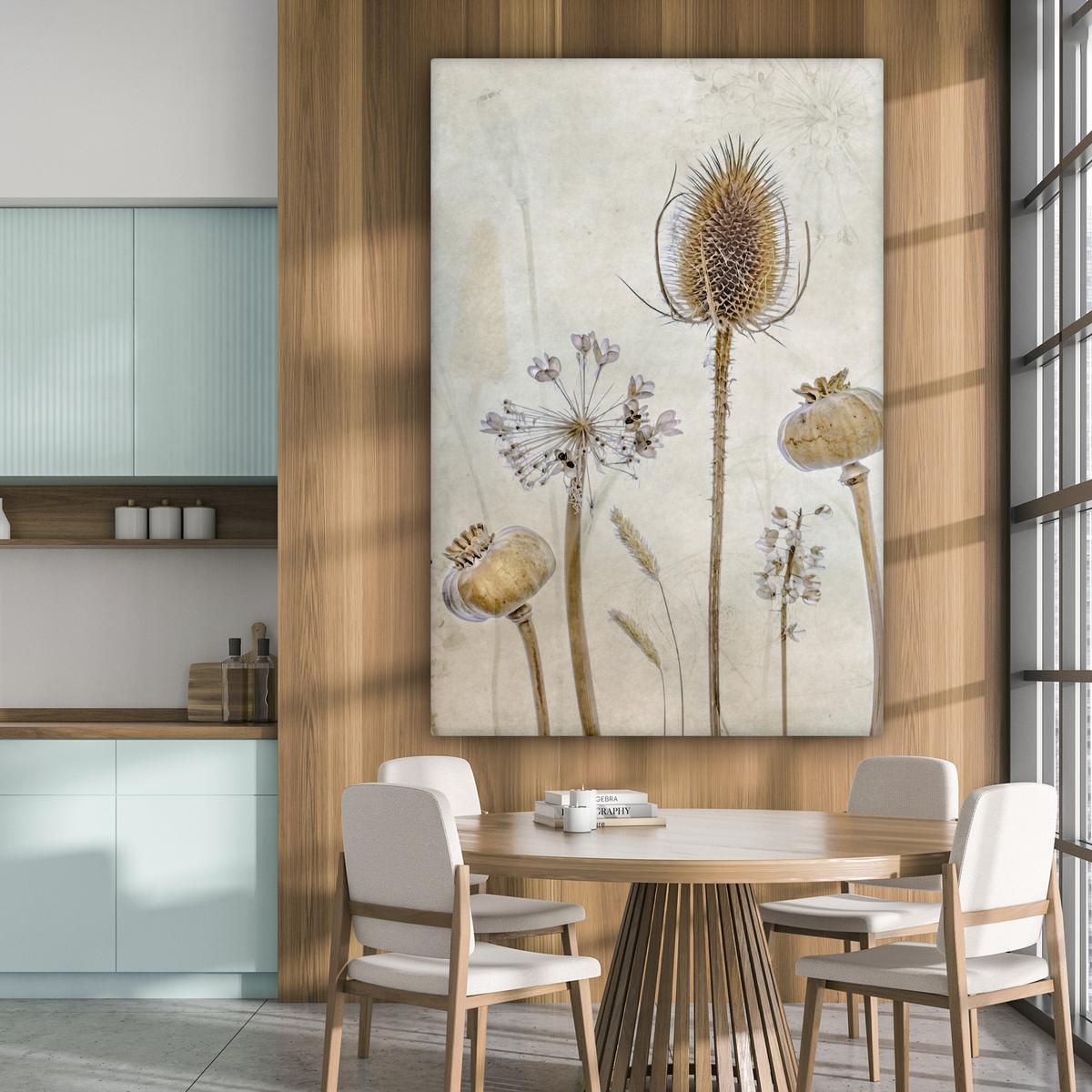 LEINWANDBILD Blumen - Aquarell - Stilleben - Braun - Vintage Deko Groß 90x140 cm - Beige, Textil (90/140cm) - MuchoWow