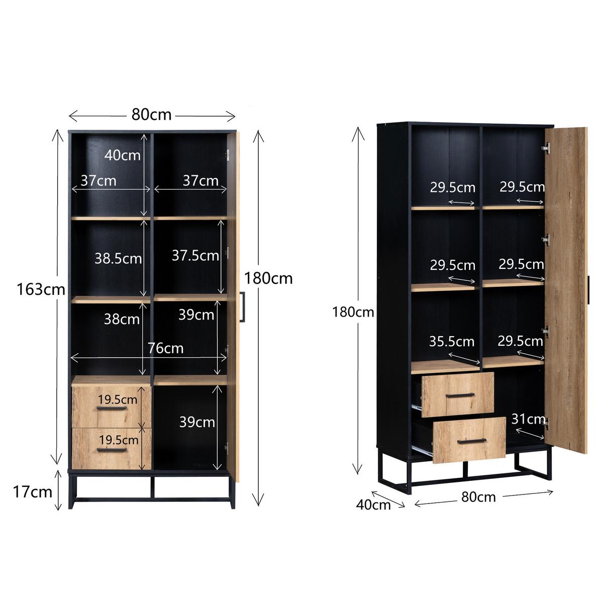 HIGHBOARD Holzoberfläche mit offenen Regalen, geräumiger Stauraum - Weiß, Holzwerkstoff (80/180/40cm) - Urban Meuble