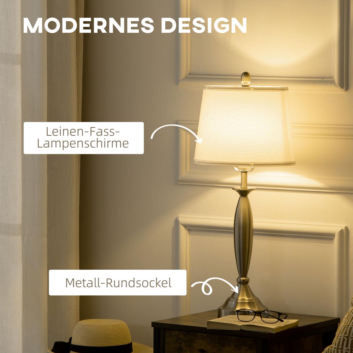 3-TEILIGES Leuchten-Set inkl.1 Stehleuchte, 2 Tischleuchten für Wohnzimmer - Multicolor, Metall (38/38/162cm) - HOMCOM