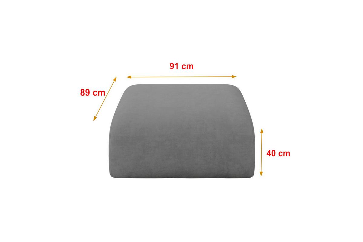 POUF MIRA-PUF 91x89x40 Grau cm Velours Modular Sitzhocker - Schieferfarben/Schwarz, Holzwerkstoff/Kunststoff (91/40/89cm) - ALTDECOR
