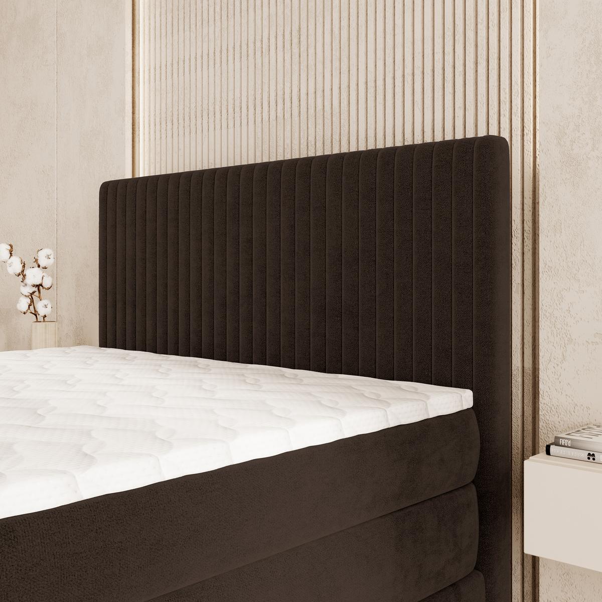 BOXSPRINGBETT FELBIO 160x200 cm mit Matratze und Topper - Braun - Braun, Holz (160/200cm) - MASSENO