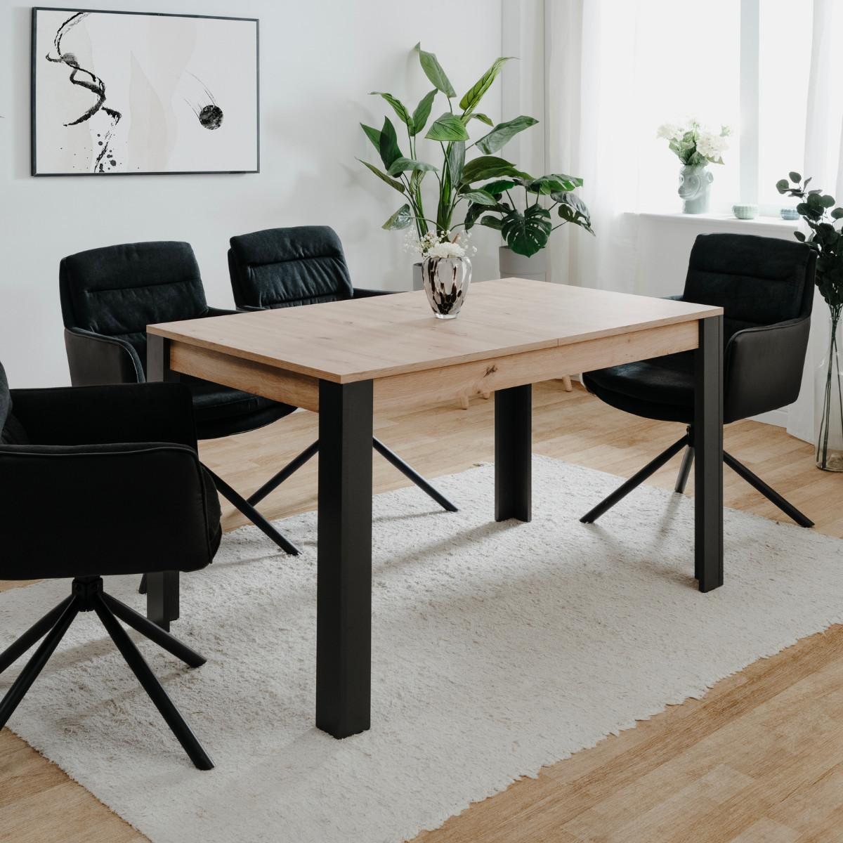 ESSTISCH AUSZIEHBAR artisan-eiche schwarz 100/80/75 cm - Eschefarben, Holzwerkstoff (86/80/75cm) - Calicosy