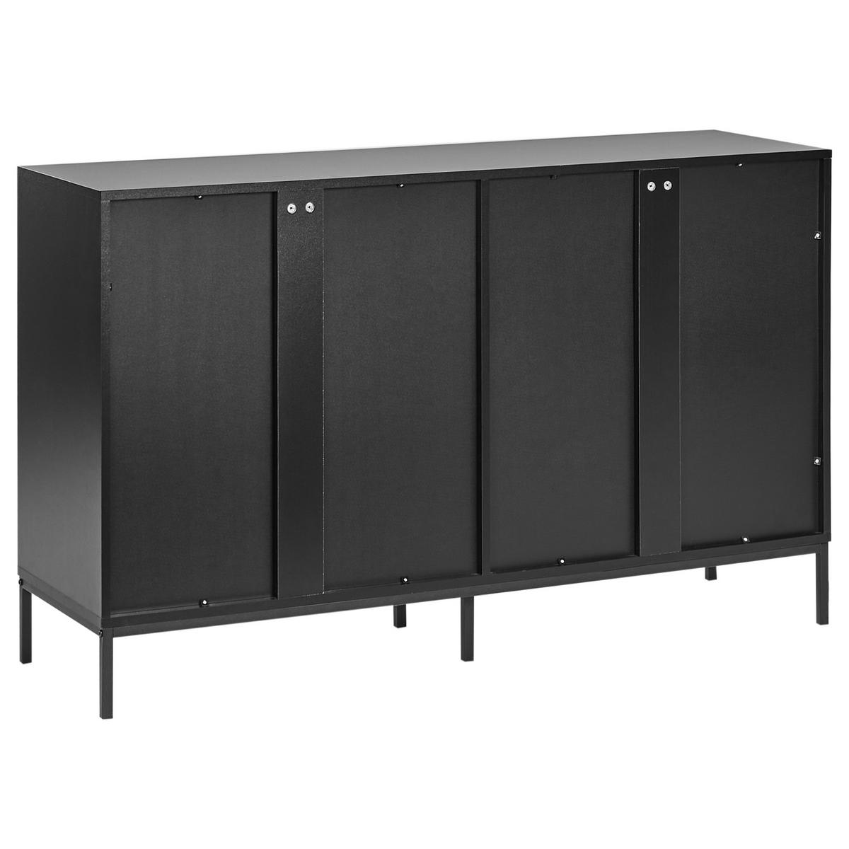 SIDEBOARD mit Glastüren 137 cm Schwarz Langford - Schwarz, Holzwerkstoff (137/83/40cm) - Beliani