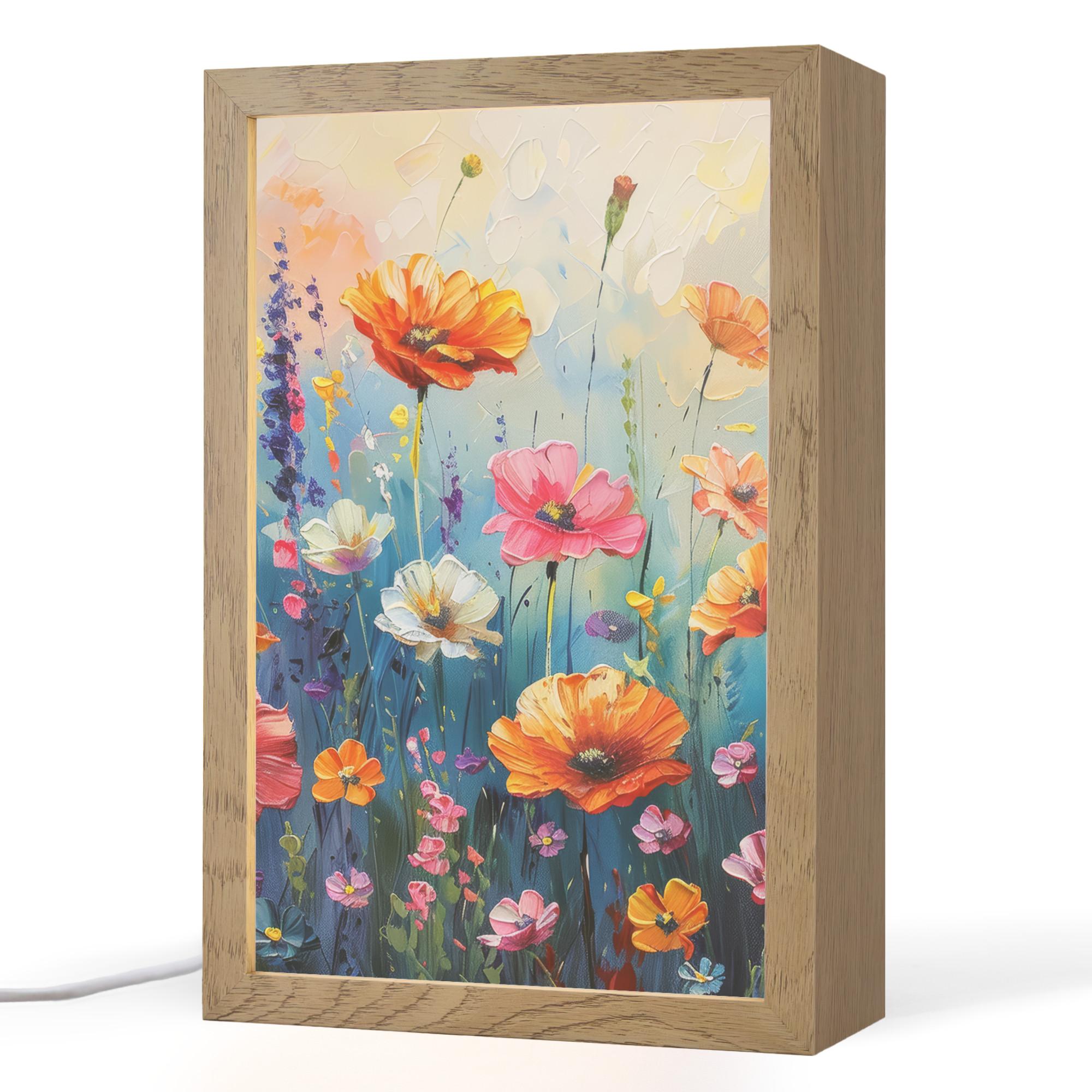 TISCHLEUCHTE Blumen - Natur - Aquarell - Kunst 20x30 cm - Altrosa, Holzwerkstoff (8/20/30cm) - OnlyWow