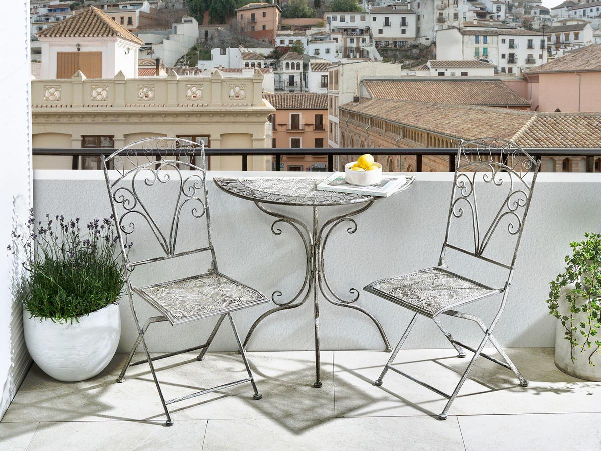 BISTRO-SET klappbar Metall Grau Nurra - Grau, Metall - Beliani