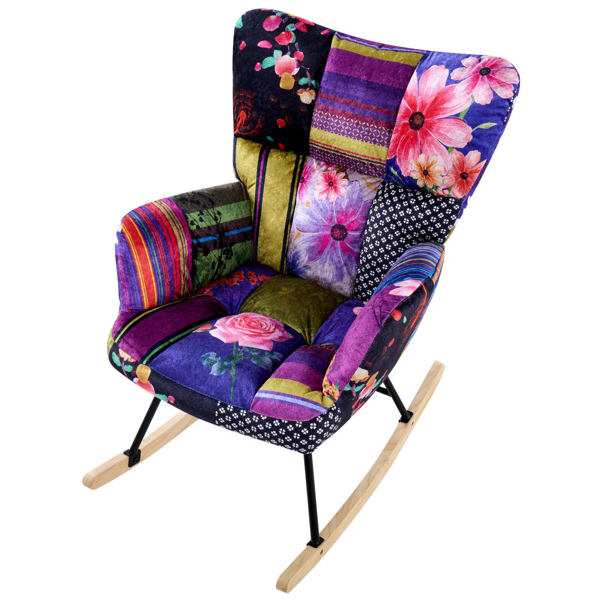 SCHAUKELSESSEL Samtstoff Bunt Oulu - Multicolor, Textil (71/104/83cm) - Beliani