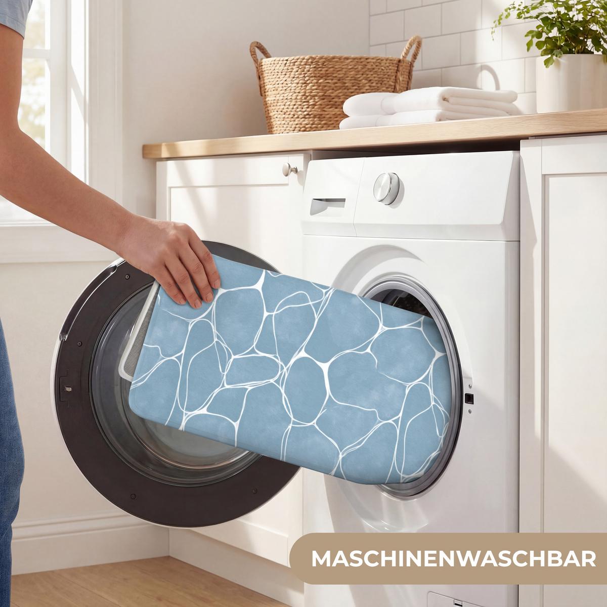 BADEMATTE Organisch - Muster - Blau 120x60 cm - Hellblau, Textil (120/60cm) - OnlyWow