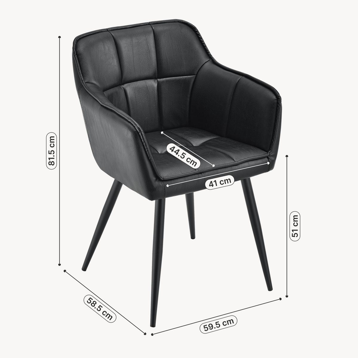 ARMLEHNSTUHL Birmingham - Schwarz, Textil/Metall (60/82/59cm) - [en.casa]