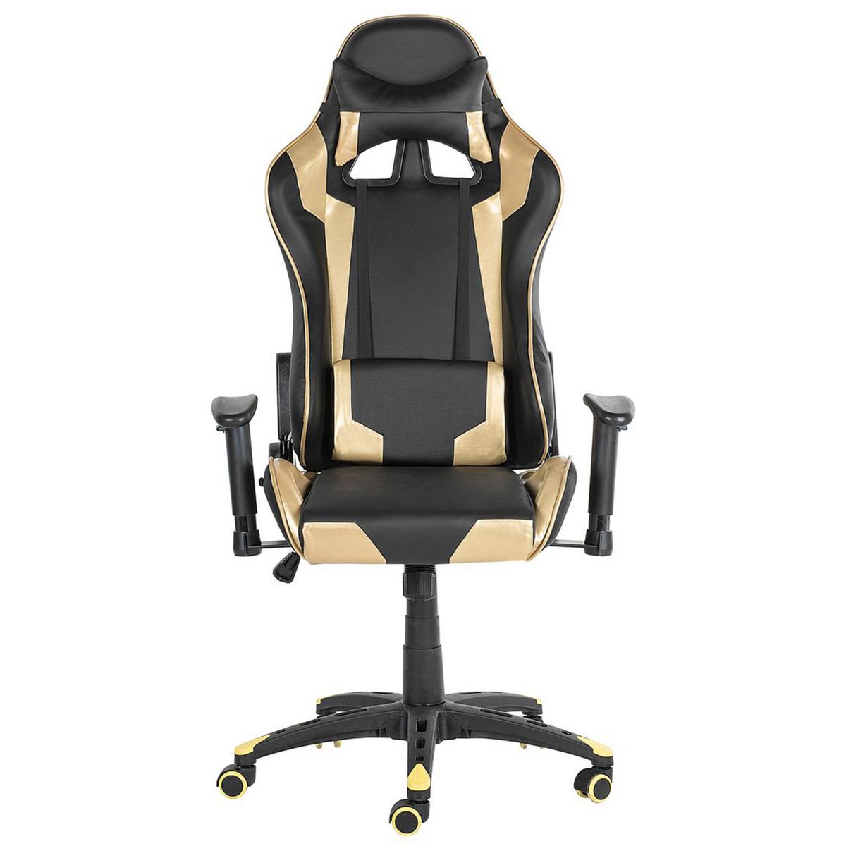 BÜROSTUHL Kunstleder Schwarz/Gold Knight - Schwarz, Kunststoff/Textil (71/129/71cm) - Beliani