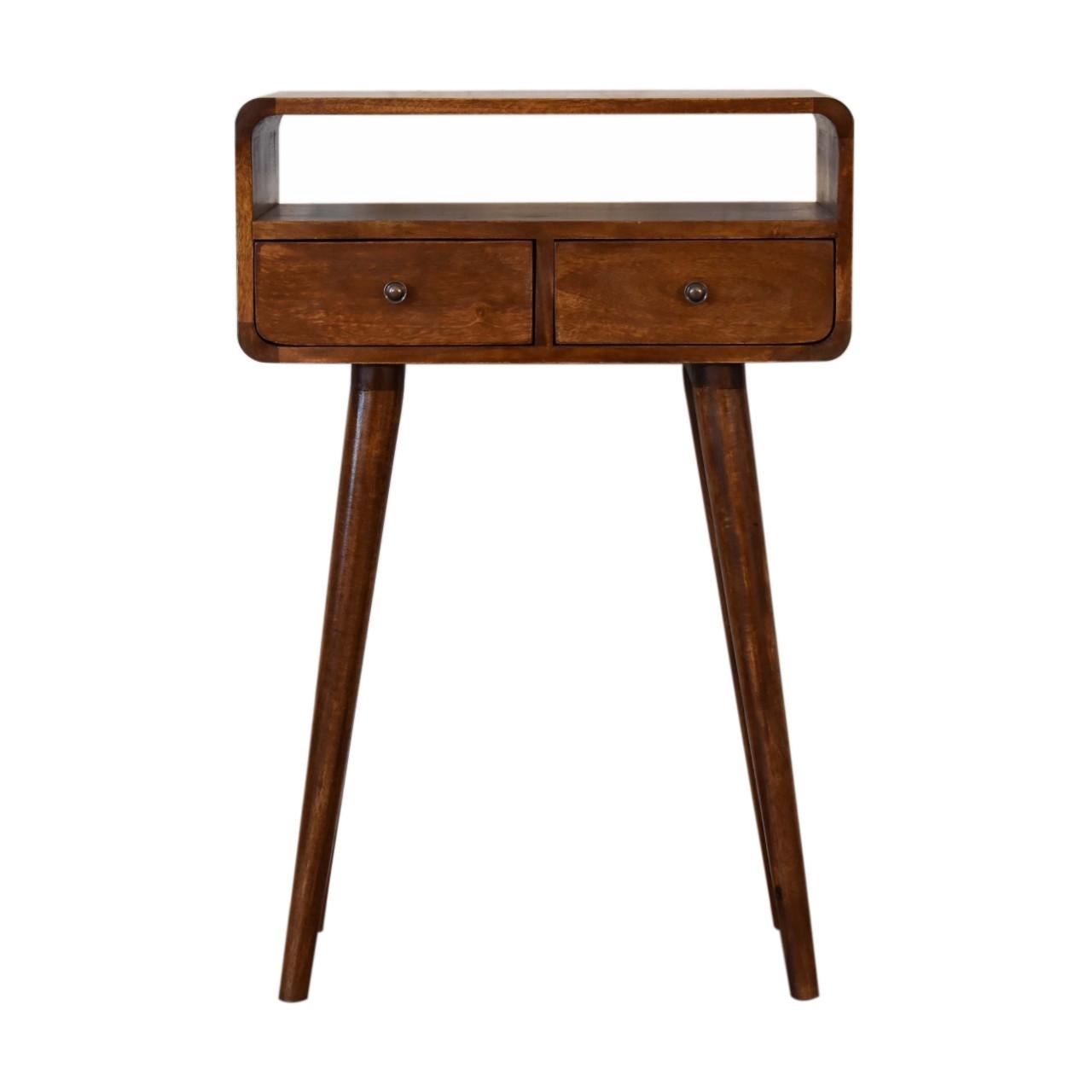 KONSOLENTISCH in Kastanien-Finish, 2 Schubladen, 1 Offenes Fach, Beine im Nordischen Stil, Braun - Messingfarben/Braun, Holz/Metall (30/60/90cm) - Artisan Furniture
