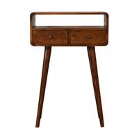 KONSOLENTISCH in Kastanien-Finish, 2 Schubladen, 1 Offenes Fach, Beine im Nordischen Stil, Braun - Messingfarben/Braun, Holz/Metall (30/60/90cm) - Artisan Furniture