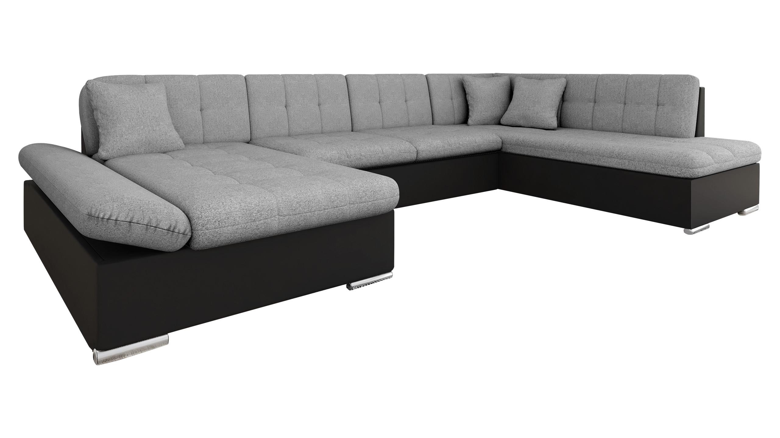 ECKSOFA Bergen, Seite: Links - Silberfarben/Schwarz, Holz/Textil (345/76/205cm) - MIRJAN24
