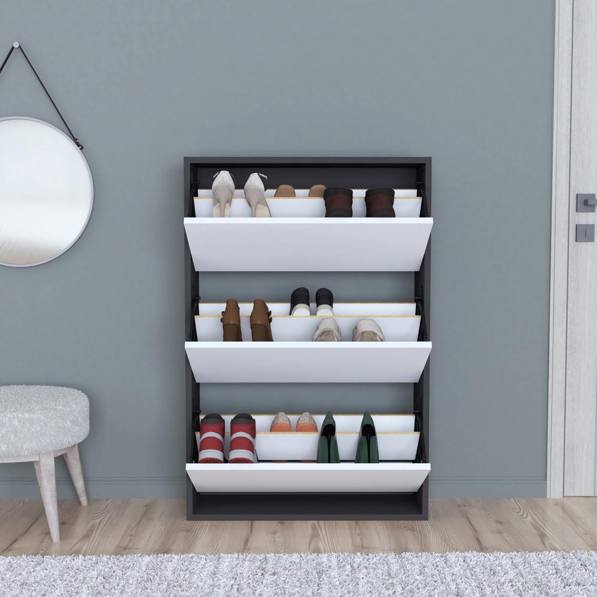 SCHUHKIPPER Aurskog - Grau, Holzwerkstoff (73.5/110/24cm) - [en.casa]