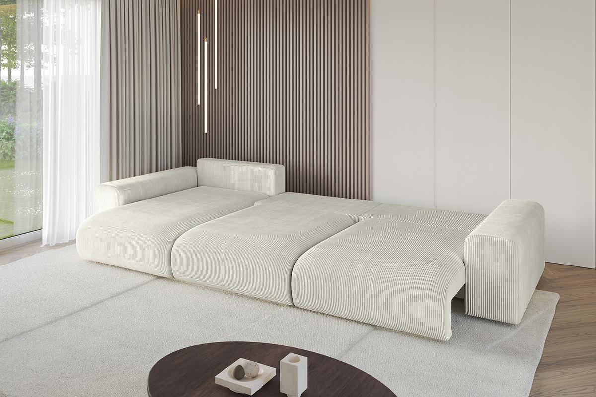 ECKSOFA Ottomane links ESKAR-L2 364x176x72 Creme Cord - Ecru/Creme, Holzwerkstoff/Kunststoff (364/176cm) - ALTDECOR