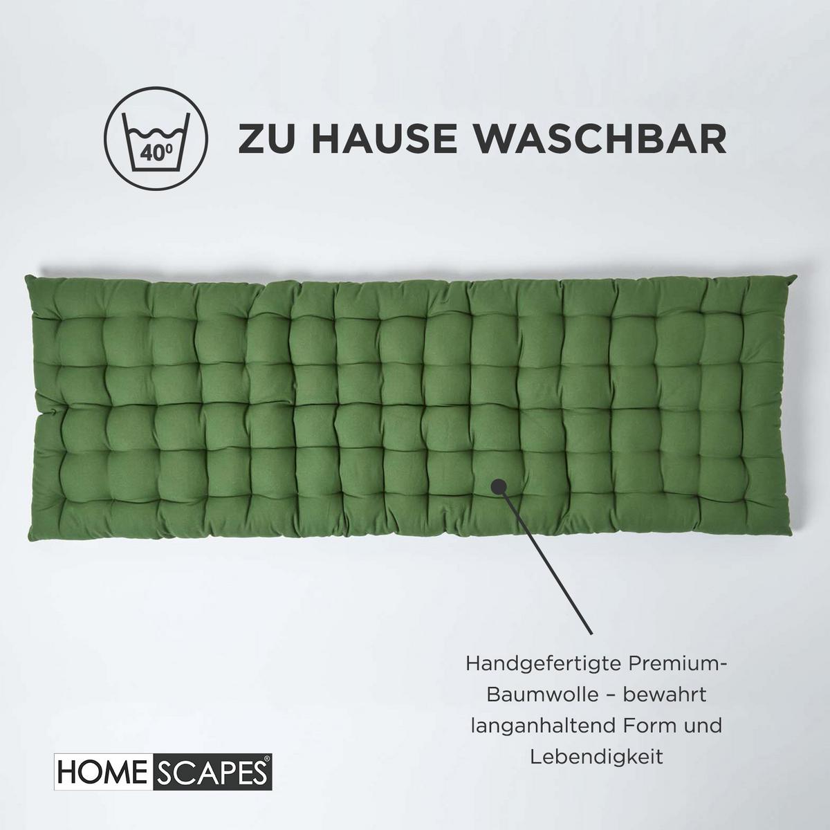 BANKAUFLAGE 2-Sitzer olivgrün 108/42/5 cm - Dunkelgrün, Textil (108/42/5cm) - Homescapes