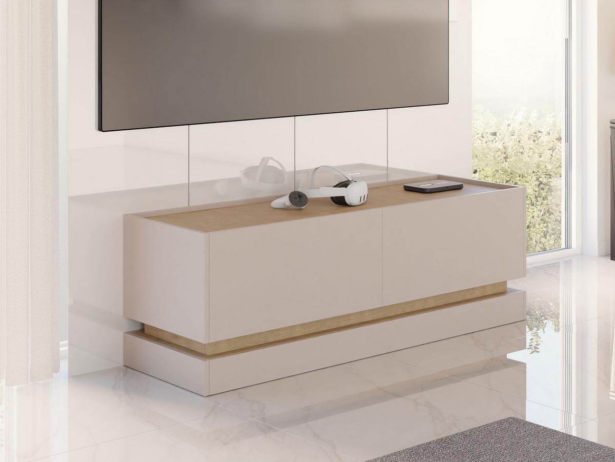 TV-LOWBOARD Zarpant 150 2K - Sandfarben/Eichefarben, Holzwerkstoff (150/47/37cm) - MIRJAN24