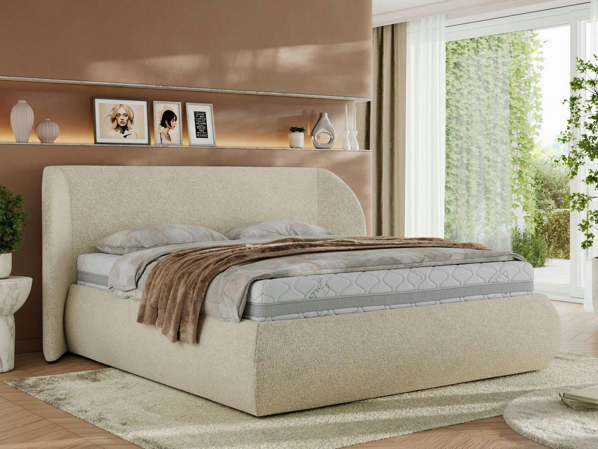 POLSTERBETT CAELA CLASSIC 200/200 - Creme Strukture - Multipocket-Matratze - Creme, Textil (200/200cm) - MKS