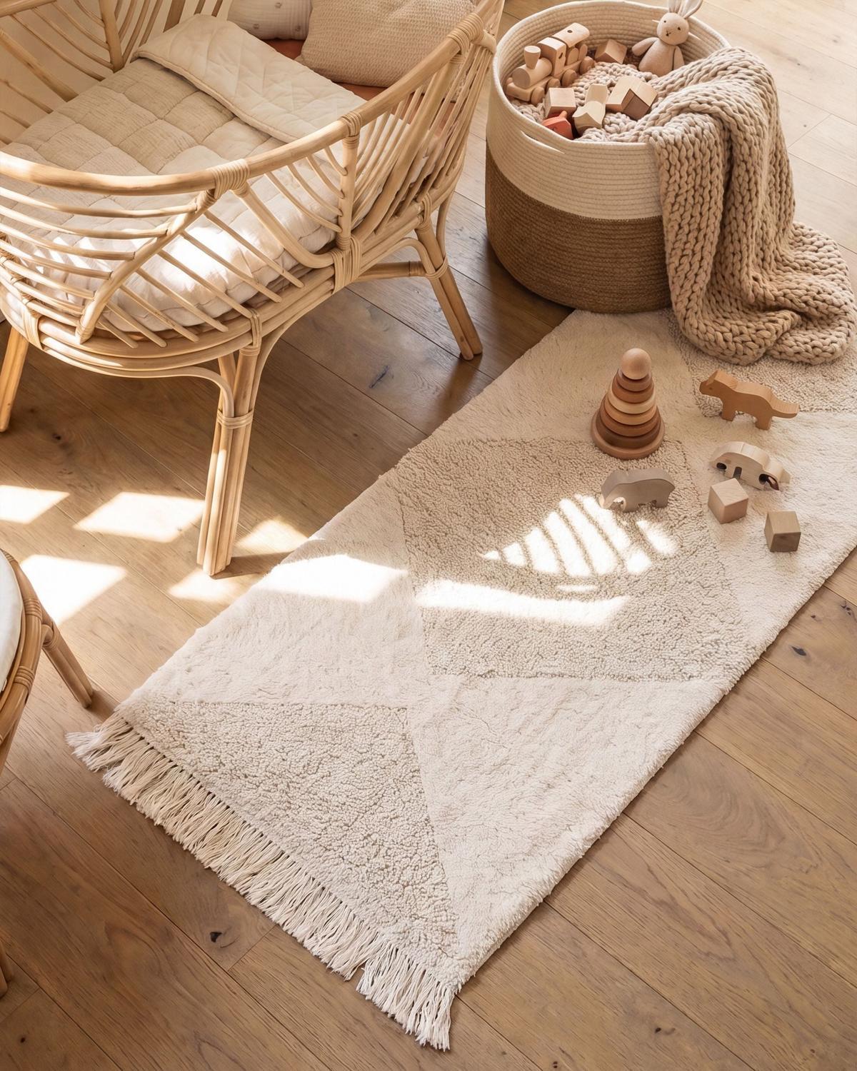 KINDERTEPPICH Beige 55/120 cm Baumwolle Khonoma - Beige, Textil (55/120cm) - Beliani
