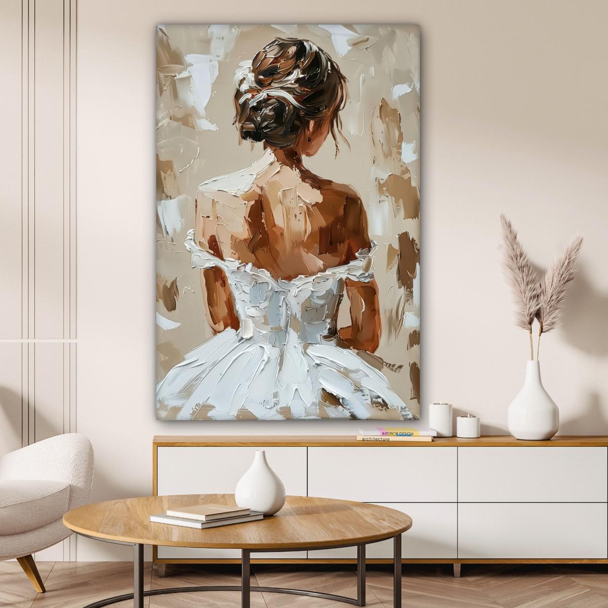 LEINWANDBILD Frau - Farbe - Abstrakt - Beige - Modern Deko XXL 80x120 cm - Sandfarben, Textil (80/120cm) - MuchoWow
