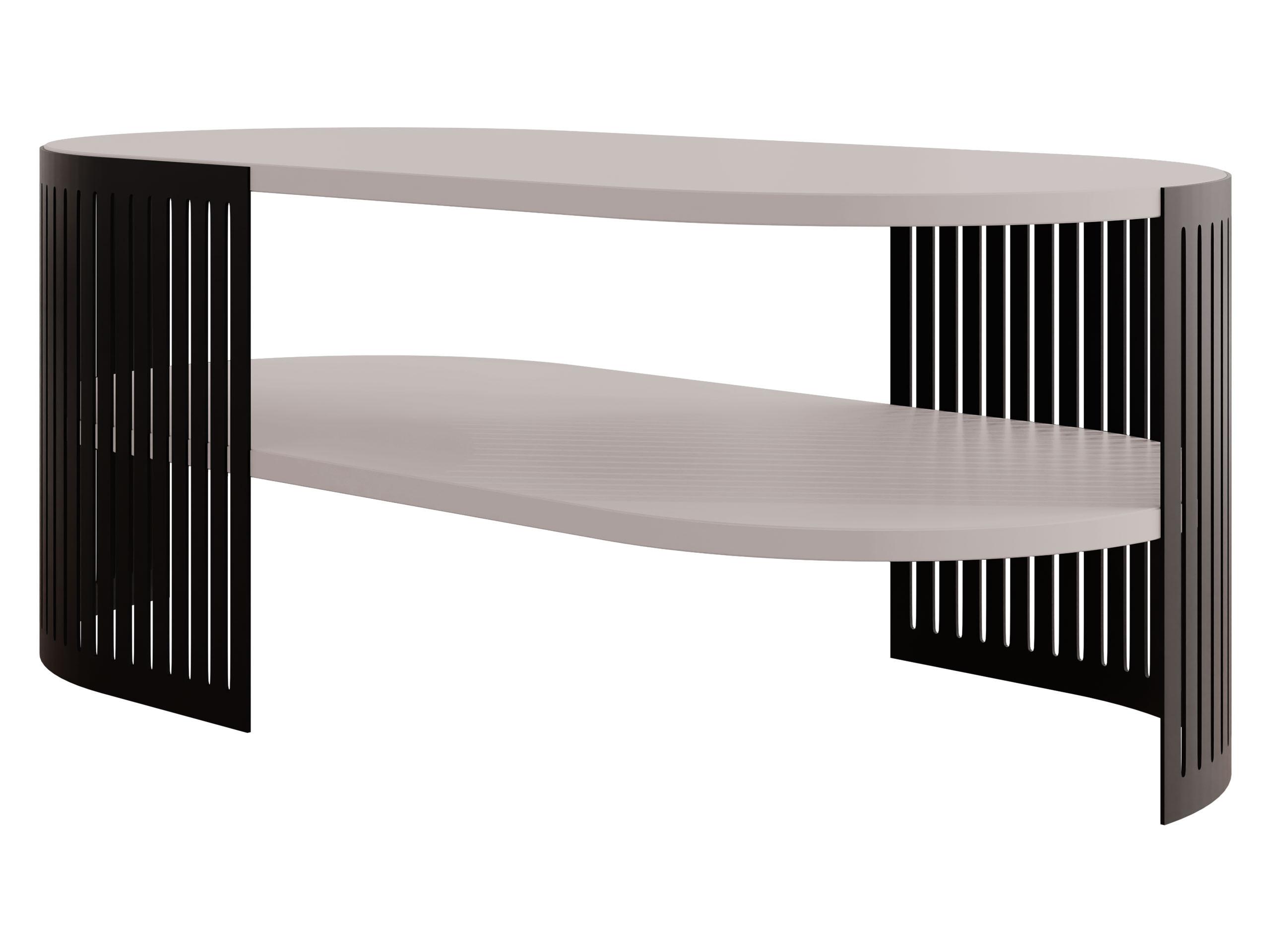 COUCHTISCH Fikoli Oval II - Kaschmir/Schwarz, Holzwerkstoff/Metall (100/50/40cm) - MIRJAN24