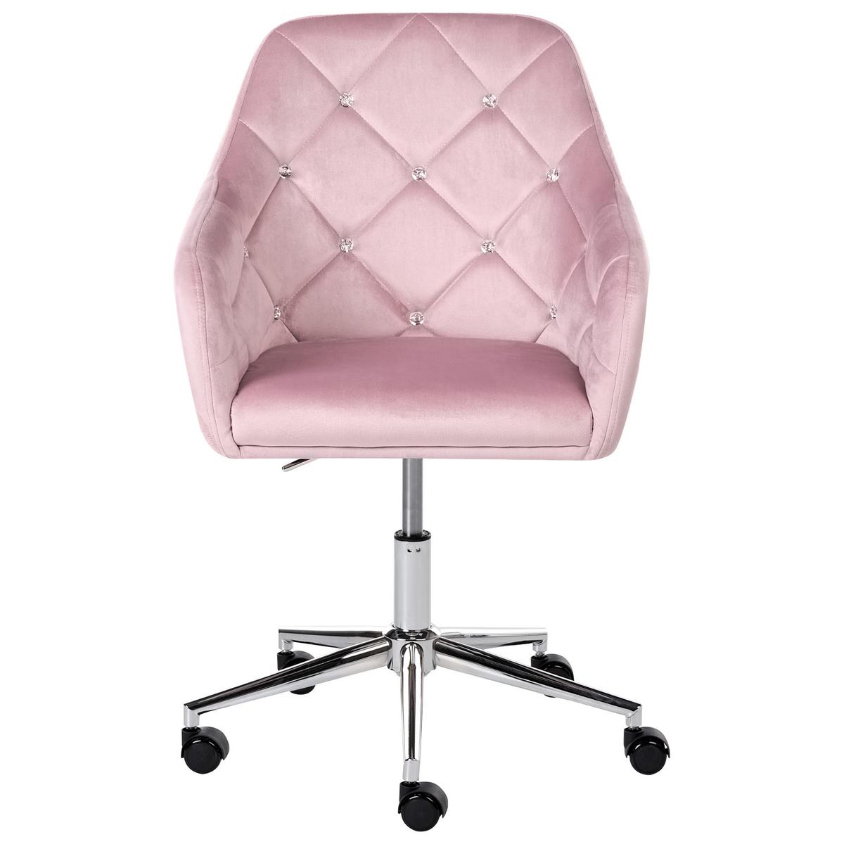 SCHREIBTISCHSTUHL Samtstoff Pastellrosa Veloria - Pink, Textil/Metall (60/85/60cm) - Beliani