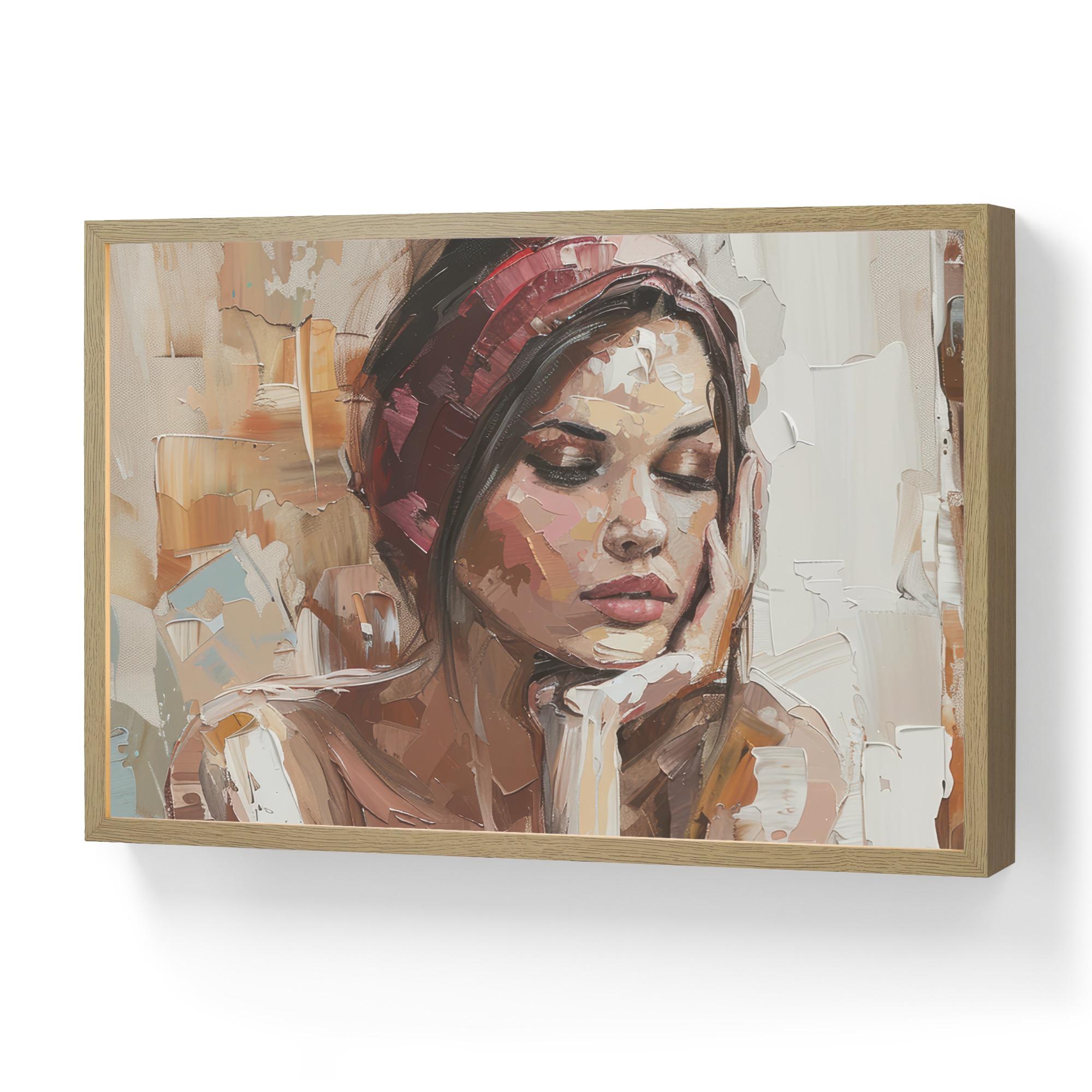 WANDLEUCHTE MIT AKKU Frau - Lackierung - Porträt - Modern 60x40 cm - Braun, Holzwerkstoff (60/40/8cm) - OnlyWow