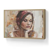 WANDLEUCHTE MIT AKKU Frau - Lackierung - Porträt - Modern 60x40 cm - Braun, Holzwerkstoff (60/40/8cm) - OnlyWow