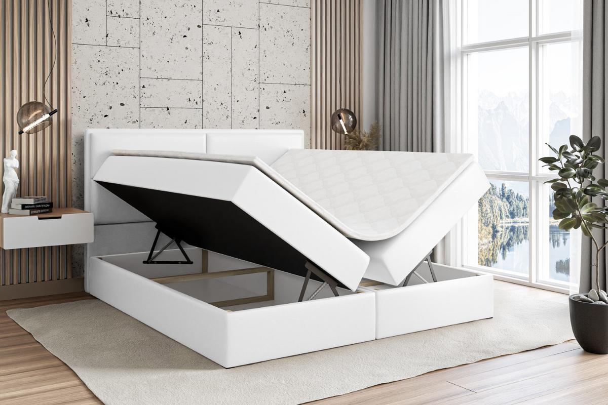 BOXBETT mit Matratze H4 und Lattenrost - AURA - 140x200 - H4 - Weiß Hochglanz - Weiß Hochglanz, Holzwerkstoff (140/200cm) - ALTDECOR