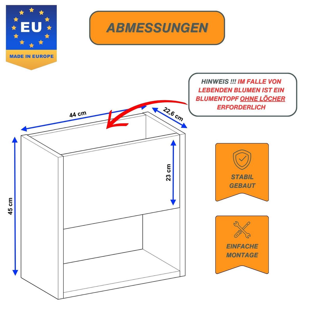 BLUMENKASTEN Dunkelgrau - Dunkelgrau, Holzwerkstoff (46195/45/44cm) - RAUMHIRSCH FURNITURE