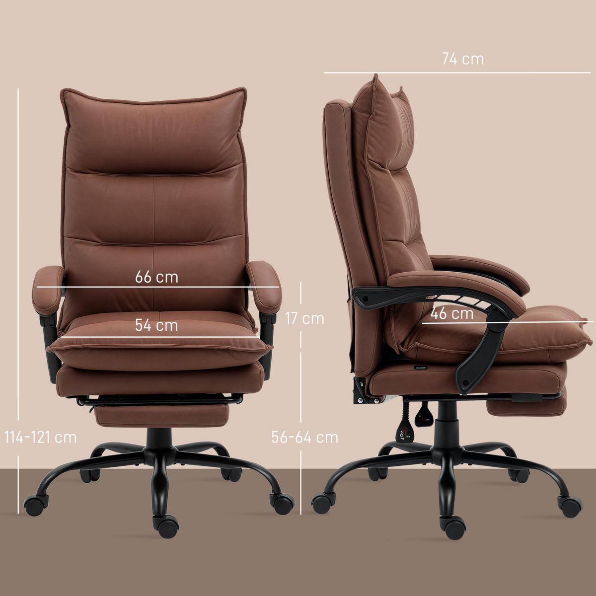 MASSAGE-BÜROSTUHL, Mikrofaser, Braun - Braun, Kunststoff (74/121.5/66cm) - Vinsetto