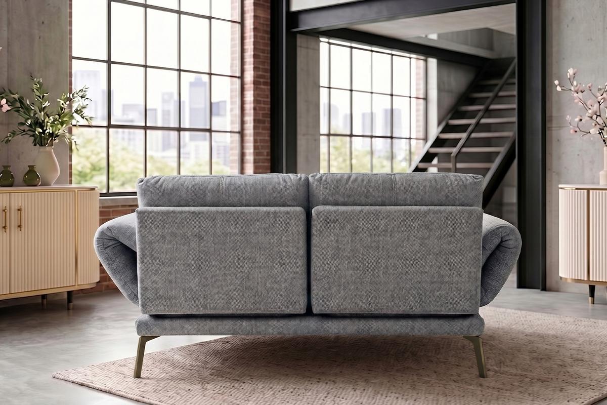 SOFA HOLLY Grau Flachgewebe - Braun/Grau, Textil/Metall (176/90/92cm) - KAWOLA