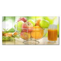 WANDUHR aus Glas 60x30 cm - Früchte und Saft - Grün, Glas (60/30/0.4cm) - TULUP