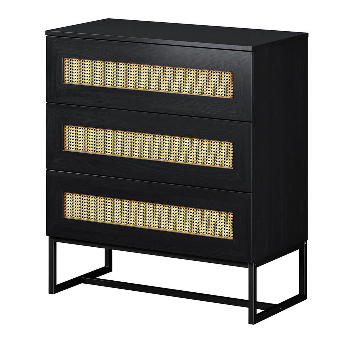 SIDEBOARD mit 3 Schubladen Kerals in Schwarz 80 cm - Schwarz, Holzwerkstoff/Metall (80/90/40cm) - Selsey