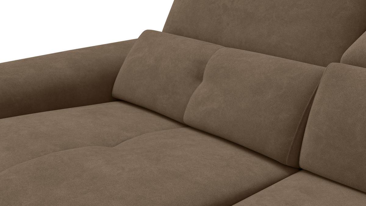 SOFA RELAX AVENA 3-Sitzer, brauner Veloursstoff - Schwarz/Braun, Holz/Textil (204/80/108cm) - Courtois Laville