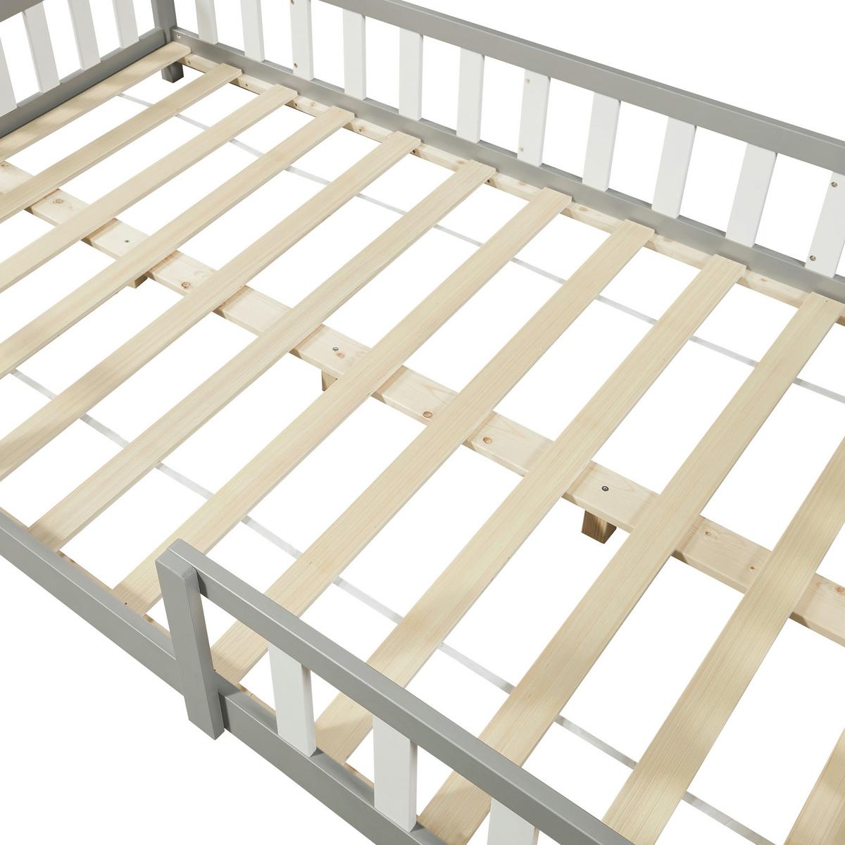 HAUSBETT Sisimiut - Hellgrau/Weiß, Holz (120/200cm) - [en.casa]
