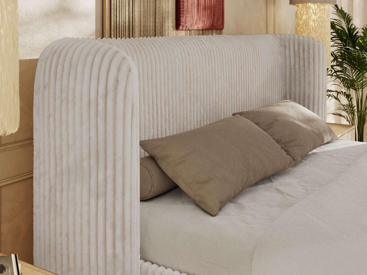 POLSTERBETT EMORA CLASSIC 180/200 - Beige Cord - Multipocket-Matratze - Beige, Textil (180/200cm) - MKS