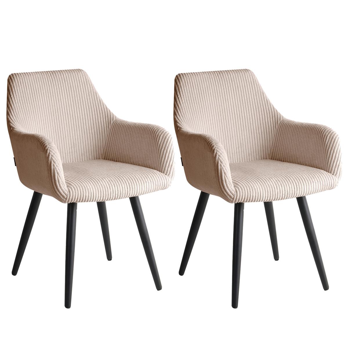 ESSZIMMERSTUHL 2er Set Cord Beige Mori - Beige, Textil/Metall (56/83/64cm) - Beliani