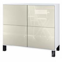 KOMMODE Rova Creme Hochglanz - Creme, Holzwerkstoff (92.5/84.5/35cm) - Vladon