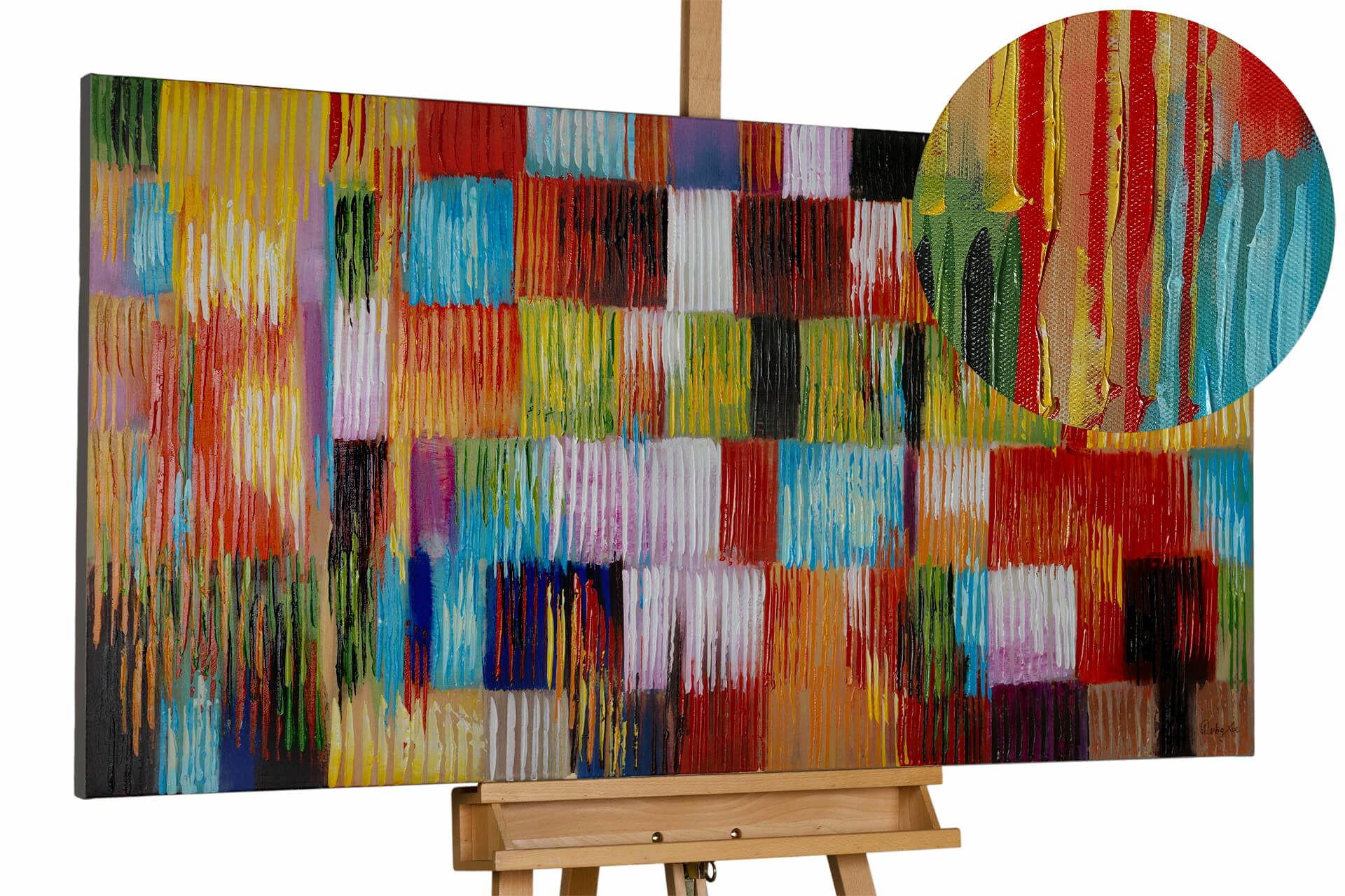 ÖLGEMÄLDE 140/70 cm - Blau/Gelb, Holz/Textil (140/70cm) - KUNSTLOFT
